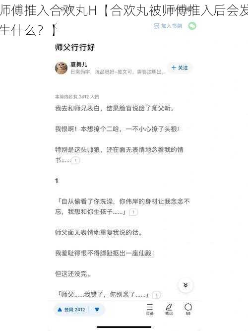 师傅推入合欢丸H【合欢丸被师傅推入后会发生什么？】