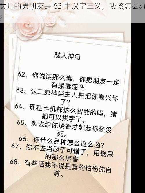 女儿的男朋友是 63 中汉字三义，我该怎么办？